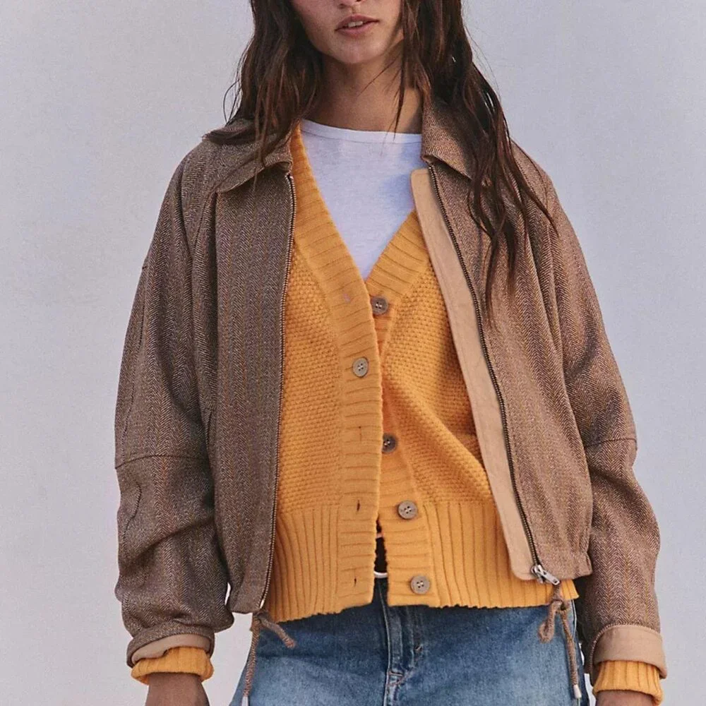 Free People Hailee Cardi Cardigan California Poppy Knit Sweater - Picture 5 of 6